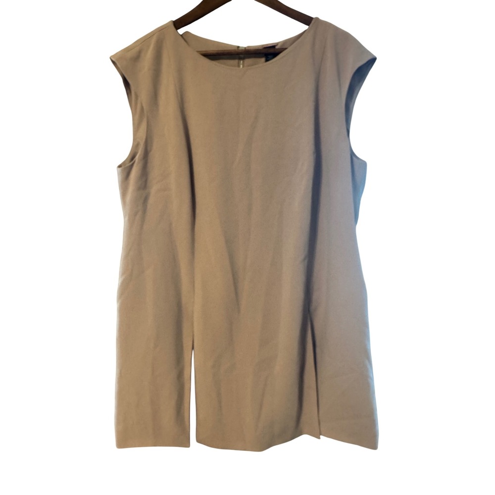Chico's Black Label Tunic Women Size 12 Tan Excellent Sleeveless Back Zip Slits